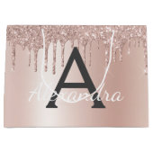 Blush Roze Rose Goud Glitter Monogrammed Chic Groot Cadeauzakje (Voorkant)