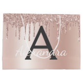 Blush Roze Rose Goud Glitter Monogrammed Chic Groot Cadeauzakje (Achterkant)