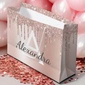 Blush Roze Rose Goud Glitter Monogrammed Chic Groot Cadeauzakje
