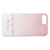 Blush Roze Rose Goud Glitter Ombre Strass Case-Mate iPhone Case (Achterkant (Horizontaal))