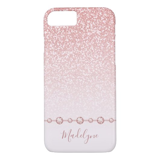 Blush Roze Rose Goud Glitter Ombre Strass Case-Mate iPhone Case (Achterkant)