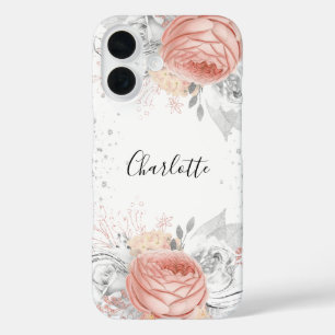 Blush roze rose goud zilver wit naam iPhone 16 hoesje