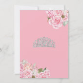 Blush Roze Rose Silver Diamond Tiara Quinceanera Kaart (Achterkant)