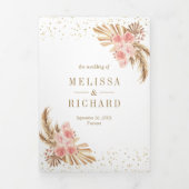 Blush roze Roses Boho Pampas Grass Pumpkin Weddens Drieluik Uitnodiging (Cover)