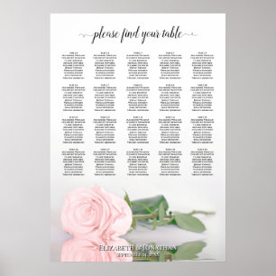 Blush roze roze 20-tabel weddenschapenkaart poster