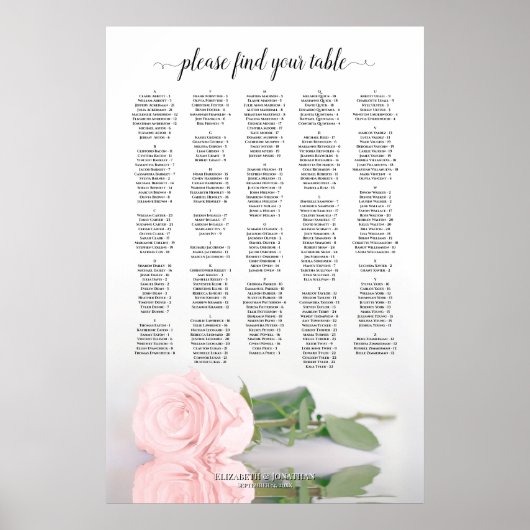 Blush roze roze alfabetische bruiloft poster (Voorkant)