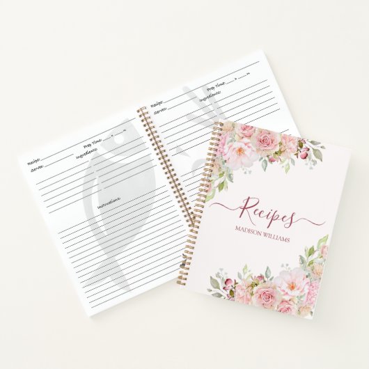 Blush Roze Roze Bloem Bloemen Familie Kook Recept Notitieboek (Binnen)