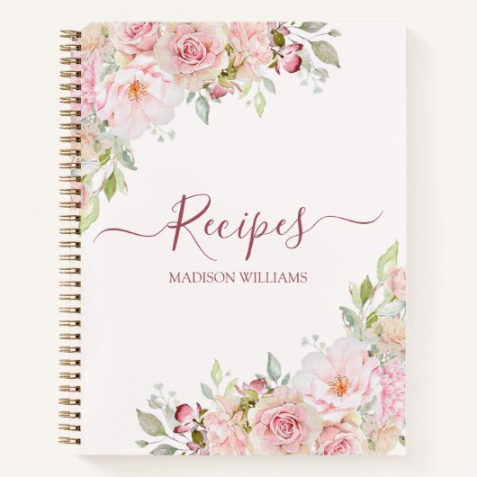 Blush Roze Roze Bloem Bloemen Familie Kook Recept Notitieboek (Voorkant)