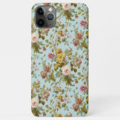 Blush roze roze bloemenpatroon op lichtblauw Case-Mate iPhone case (Achterkant)