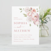 Blush roze roze bruiloft kaart (Staand voorkant)
