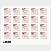 Blush roze roze goudbloem Modern Sparen de Datum Vierkante Sticker (Vel)