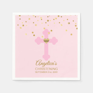 Blush roze roze gouden Confetti CHRISTEEM BAPTISME Servetten