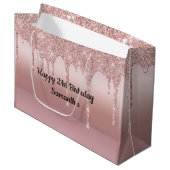 Blush roze roze gouden druppelaar Glitter op maat Groot Cadeauzakje (Voorkant Gekanteld)