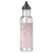 Blush roze roze goudglitter Diamond Monogram Waterfles (Rechts)