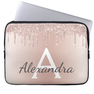Blush roze roze goudglitter Drivers Monogram Laptop Sleeve
