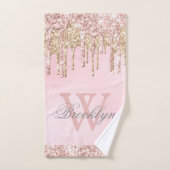 Blush roze roze goudglitterschijven monogrammen bad handdoek (Handdoek)