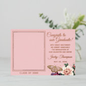 Blush roze roze goudolie Afstuderen Aankondiging (Staand Voorkant)