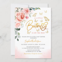 Blush roze roze goudvlindervlinderBaby shower 