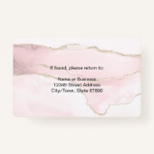 Blush roze roze roze marmer gepersonaliseerd badge (Achterkant)