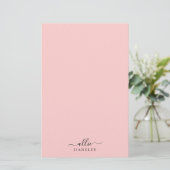 Blush Roze Roze Roze Moderne Minimale Naam Briefpapier (Staand voorkant)