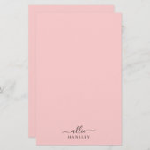 Blush Roze Roze Roze Moderne Minimale Naam Briefpapier (Voorkant / Achterkant)