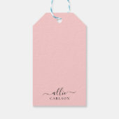 Blush Roze Roze Roze Moderne Minimale Naam Cadeaulabel (Achterkant)