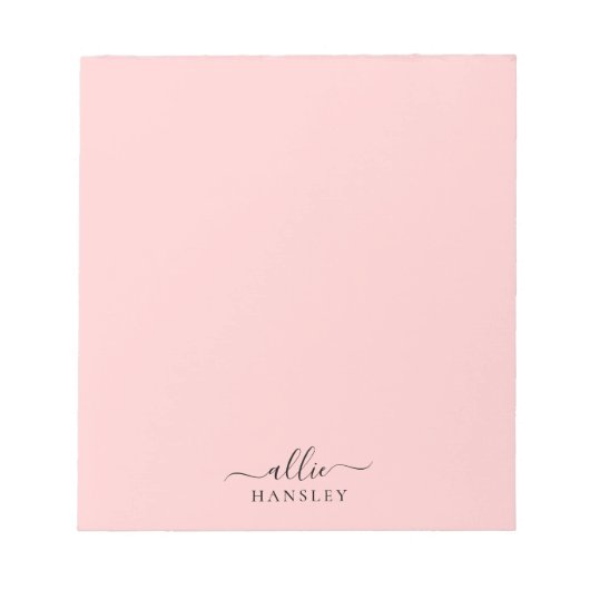 Blush Roze Roze Roze Moderne Minimale Naam Notitieblok (Voorkant)