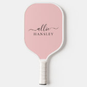 Blush Roze Roze Roze Moderne Minimale Naam Pickleball Paddle (Achterkant)