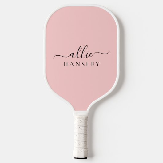 Blush Roze Roze Roze Moderne Minimale Naam Pickleball Paddle (Achterkant)