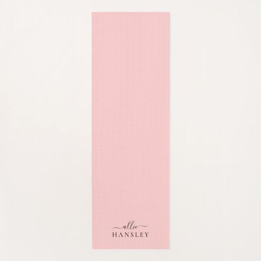Blush Roze Roze Roze Moderne Minimale Naam Yogamat (Voorkant)