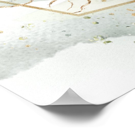 Blush roze roze rozen eucalyptus gouden bruiloft w poster (Hoek)