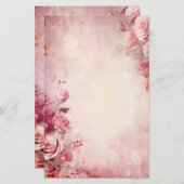 Blush Roze Rozen Briefpapier (Voorkant / Achterkant)
