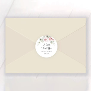 Blush Roze Rozen Bruiloft Classic Ronde Sticker
