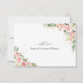 Blush roze rozen bruiloft flat dank u kaarten (Achterkant)