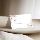 Blush roze rozen bruiloft gevouwen plaats kaart