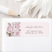Blush roze rozen bruiloft label retouradres (Insitu)