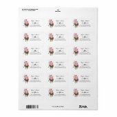 Blush roze rozen bruiloft label retouradres (Full Sheet)