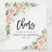 Blush Roze Rozen Bruiloft Wijn Label Etiket (Enkel label)