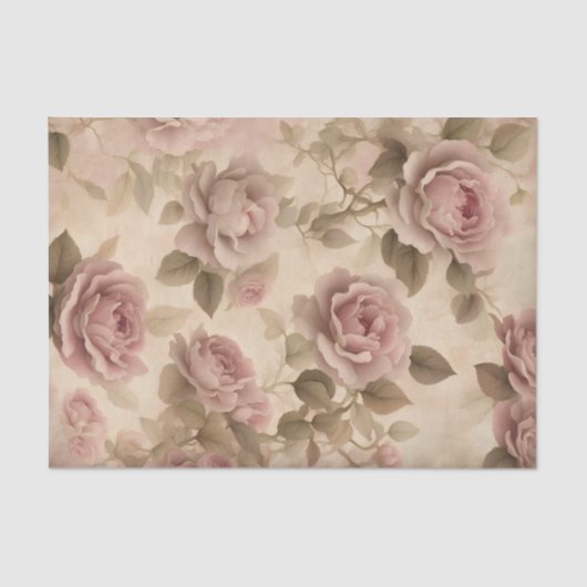 Blush roze rozen decoupage ambacht tissuepapier (Voorkant)
