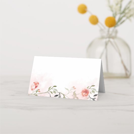 Blush roze rozen Elegant Wedding Place Cards (Voorkant)