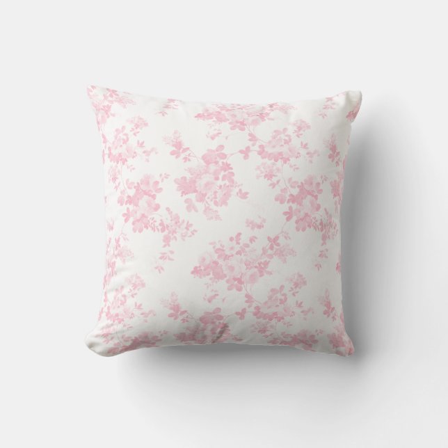Blush roze  rozen elegante florale  kussen (Voorkant)