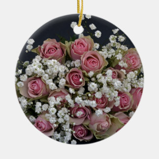 Blush roze rozen en babyluiers keramisch ornament