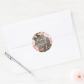 Blush Roze Rozen en Pioenen Rustiek Goud Glitter Ronde Sticker (Envelop)