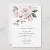 Blush roze rozen en pony's | Waterverf bruiloft Kaart (Voorkant)