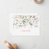 Blush roze rozen en Sage Greenery Note Card Notitiekaartje (Voorkant / Achterkant in situ)