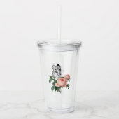 Blush Roze Rozen en Vlinder Acryl Drinkbeker (Voorkant)