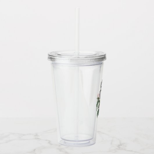 Blush Roze Rozen en Vlinder Acryl Drinkbeker (Rechts)