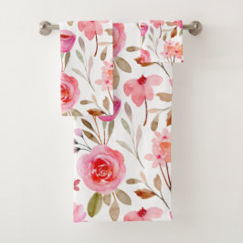 Blush roze rozen Floral Girly Pattern Bad Handdoek