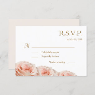 Blush roze Rozen Floral White Wedding RSVP Kaart