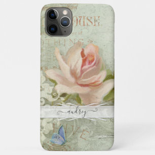  Blush roze rozen gekleurde vlinder met naam iPhone 11 Pro Max Hoesje